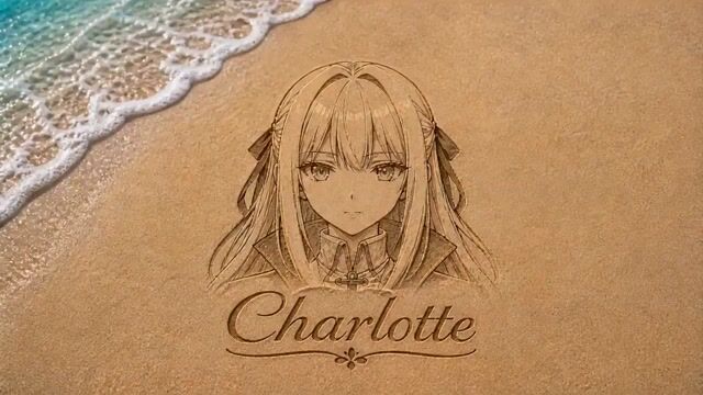 海浪抹去沙滩动漫女孩画